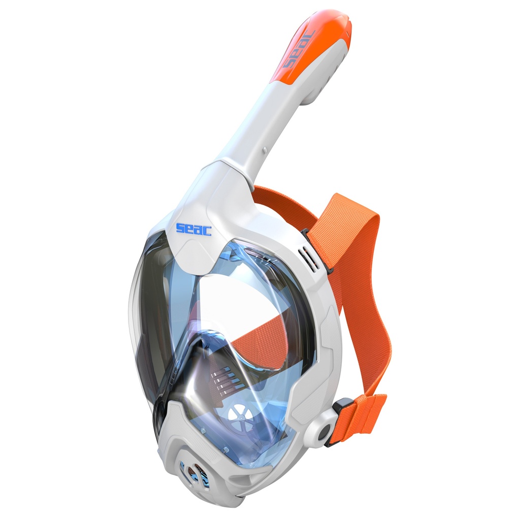 [170-14WO/SLT] SEAC Full Face Snorkeling Mask Fun XS/S Slt/Az White/Orange