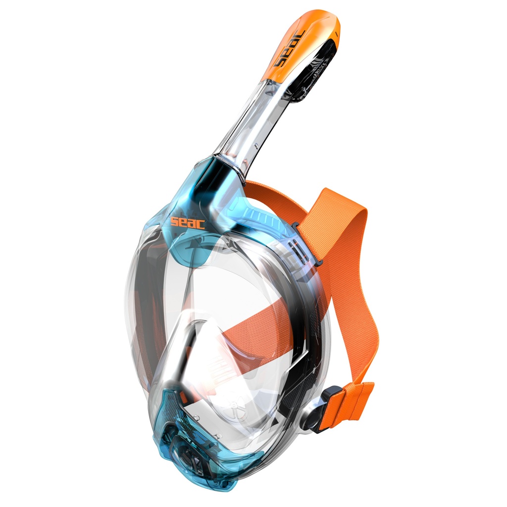 [170-7AO/SKL] SEAC Full Face Snorkeling Mask Libera  XS/S 8+ S/Kl Blue Clear/Orange