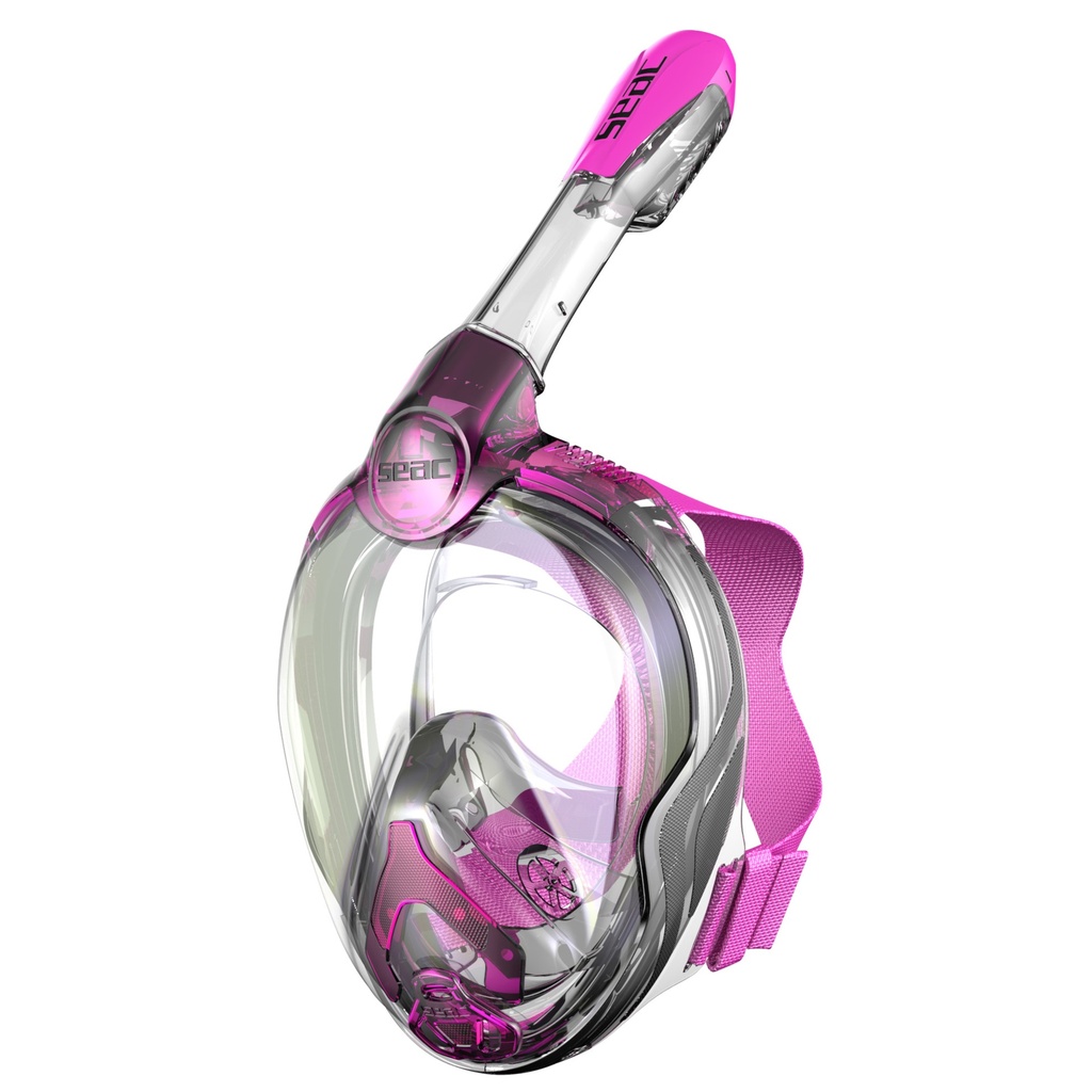 [170-12PT/SLT] SEAC Full Face Snorkeling Mask Magica Junior Black Silicone Pink