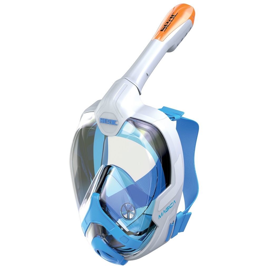 [170-9WO/SLT] SEAC Full Face Snorkeling Mask Magica L/XL Slt/Az White/Orange