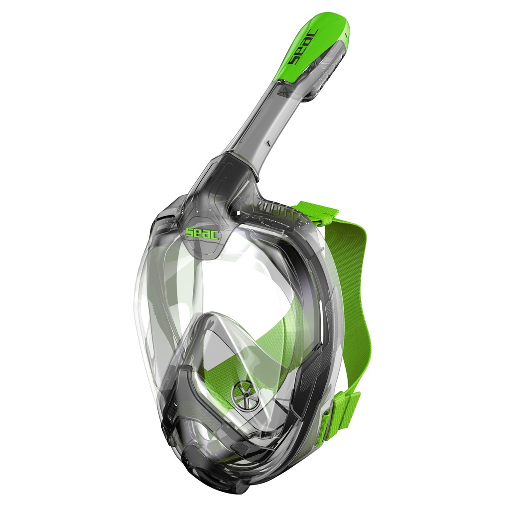 [170-9FL/SLT] SEAC Full Face Snorkeling Mask Magica L/XL Slt/Fu Grey Clear/ Green Lime