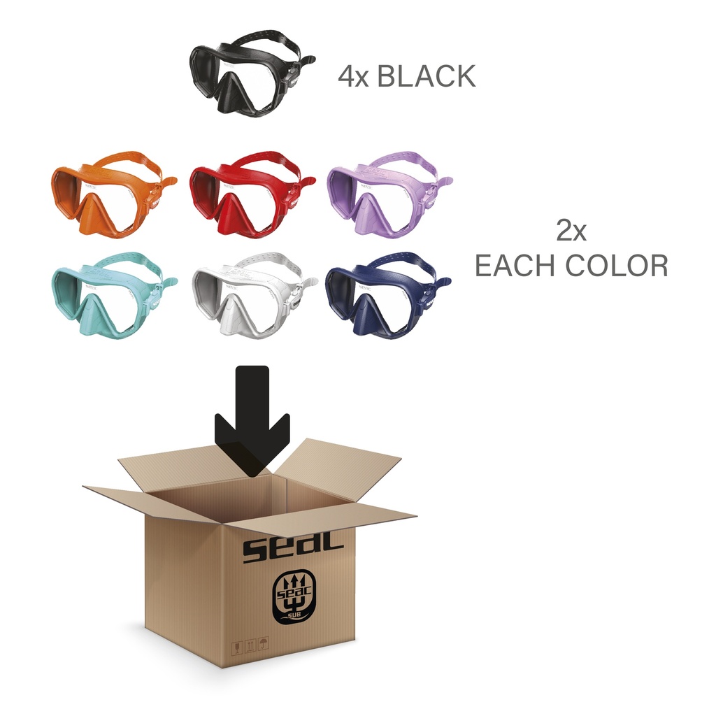 SEAC Pura Assorted Box 16 Masks (4 Black, 2X Other Colours)