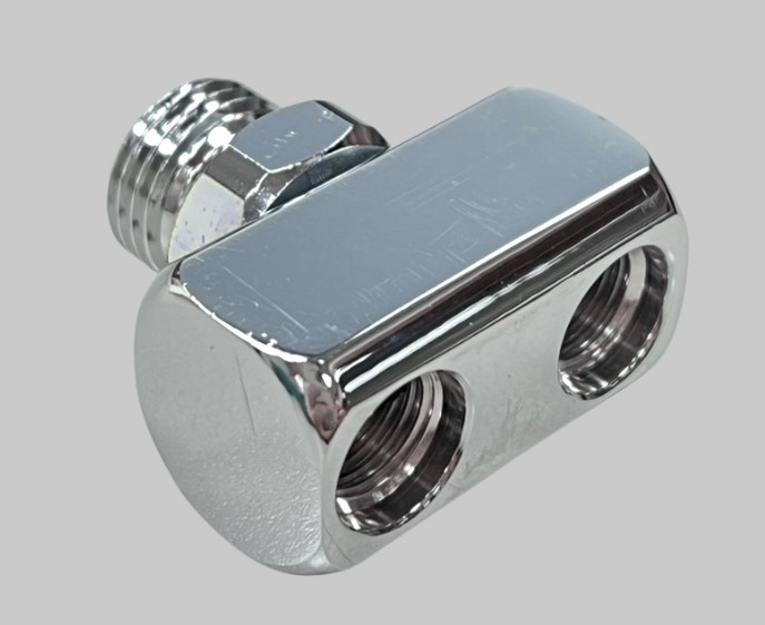 1 to 2 adapter 9/16-18 UNF 2A to 3/8-24 UNF 2B x 2