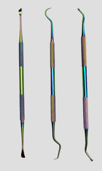 [AS1918200074877] Stainless steel rainbow colorful O-ring picker 3pcs set