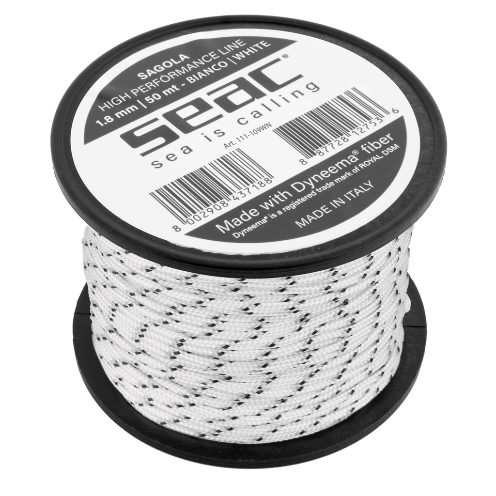 [111-109WN] SEAC Dyneema 1.8mm - 50Mt Black/White